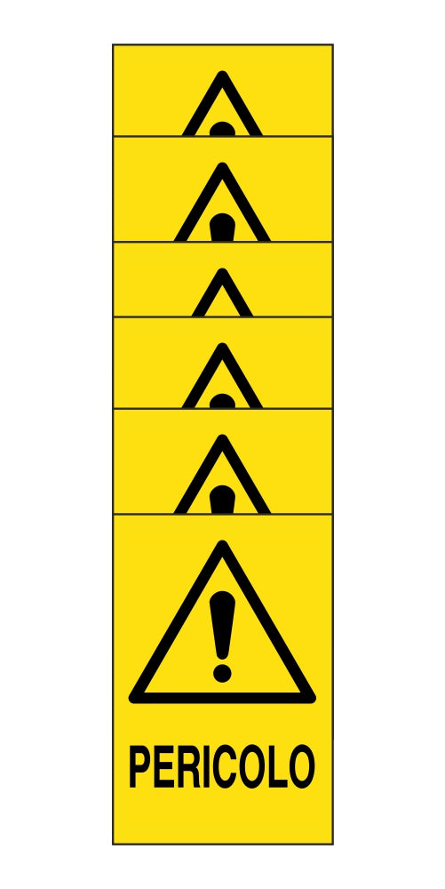 KIT DI 6 ADESIVI RETTANGOLARI - PERICOLO - Pittogramma ISO 7010 Con Stampa Diretta U.V. (IDEALE ANCHE PER ESTERNO)
