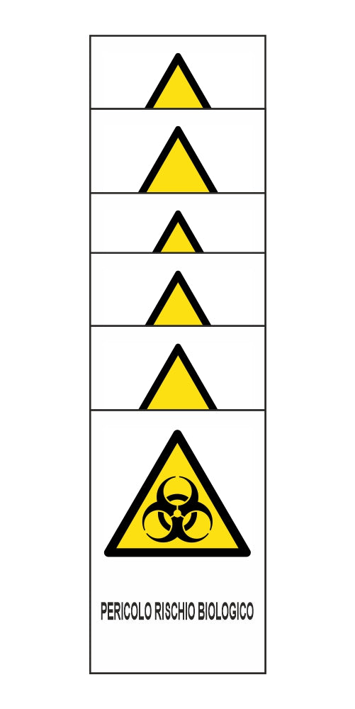 KIT DI 6 ADESIVI RETTANGOLARI - PERICOLO RISCHIO BIOLOGICO - Pittogramma ISO 7010 Con Stampa Diretta U.V. (IDEALE ANCHE PER ESTERNO)