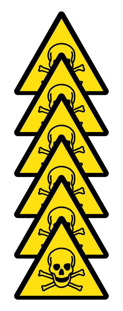 GLOBAL KIT DI 6 ADESIVI TRIANGOLARI - PERICOLO SOSTANZE VELENOSE - Pittogramma ISO 7010 Con Stampa Diretta U.V. (IDEALE ANCHE PER ESTERNO)