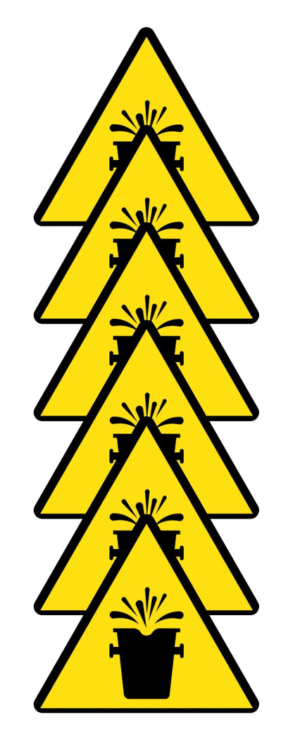GLOBAL KIT DI 6 ADESIVI TRIANGOLARI - PERICOLO SPRUZZI DI MATERIALE INCANDESCENTE - Pittogramma ISO 7010 Con Stampa Diretta U.V. (IDEALE ANCHE PER ESTERNO)