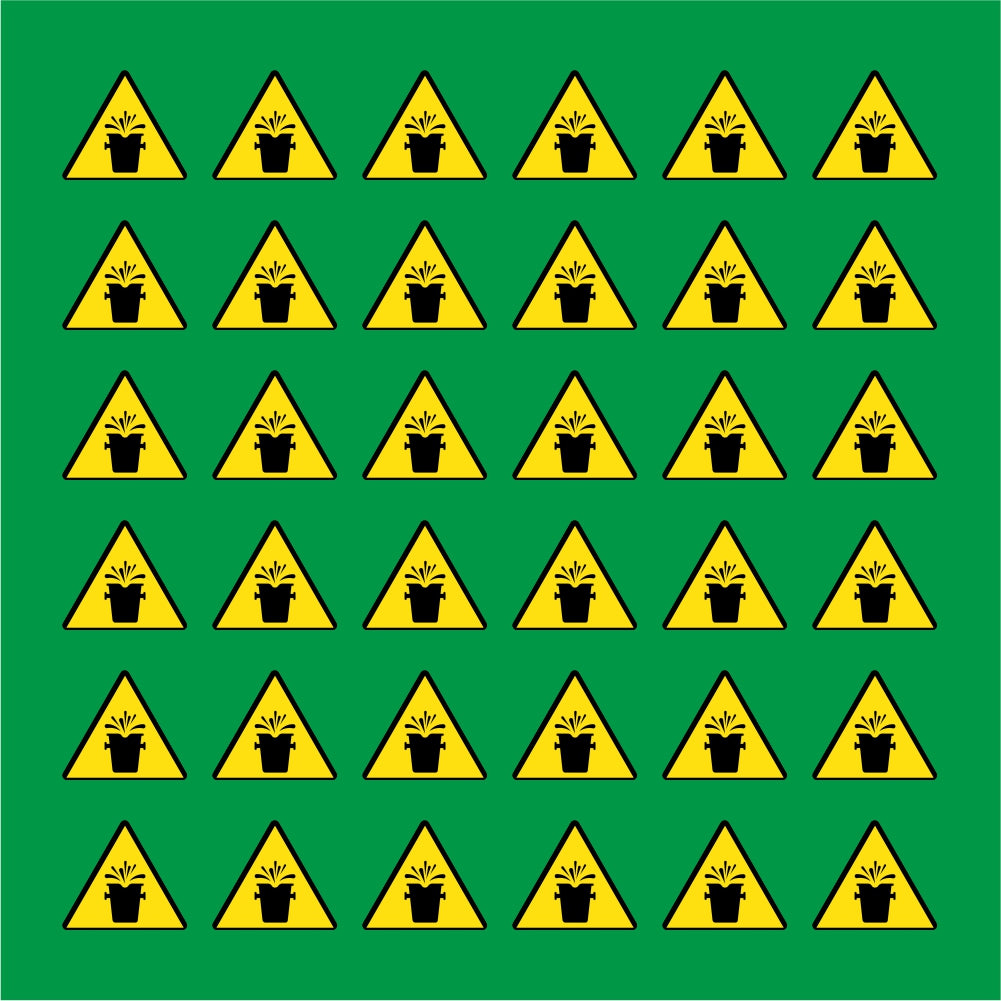 PACCO DA 6 KIT DI 6 ADESIVI TRIANGOLARI - PERICOLO SPRUZZI DI MATERIALE INCANDESCENTE - Pittogramma ISO 7010 Con Stampa Diretta U.V.