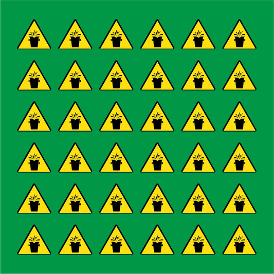 PACCO DA 6 KIT DI 6 ADESIVI TRIANGOLARI - PERICOLO SPRUZZI DI MATERIALE INCANDESCENTE - Pittogramma ISO 7010 Con Stampa Diretta U.V.