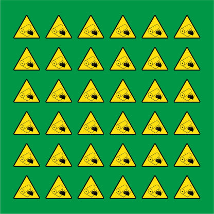 PACCO DA 6 KIT DI 6 ADESIVI TRIANGOLARI - PERICOLO TRASCINAMENTO RULLO - Pittogramma ISO 7010 Con Stampa Diretta U.V.