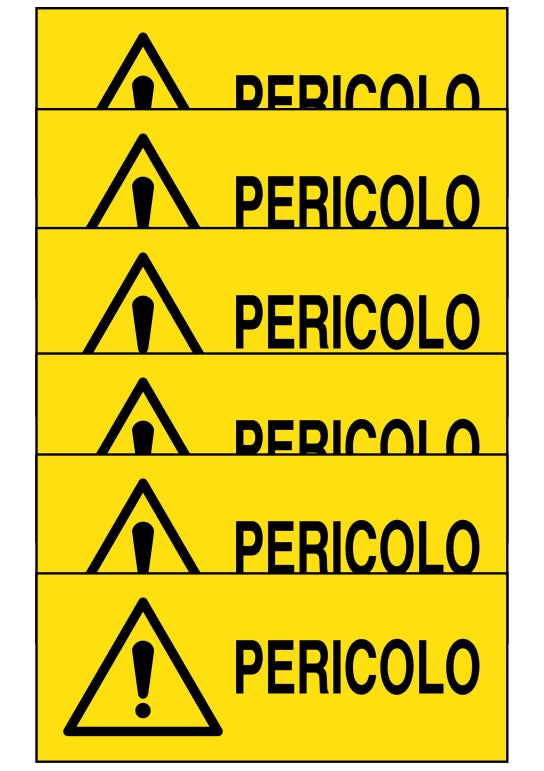GLOBAL KIT DI 6 ADESIVI UNI - PERICOLO - Pittogramma ISO 7010 Con Stampa Diretta U.V. (IDEALE ANCHE PER ESTERNO)
