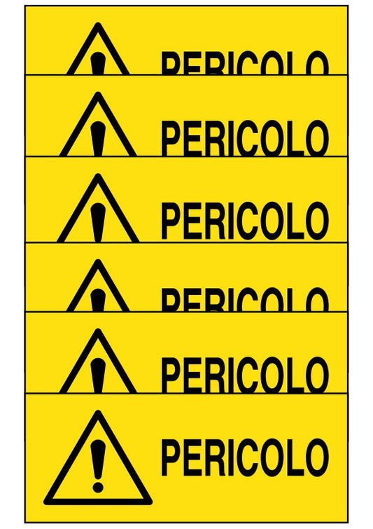GLOBAL KIT DI 6 ADESIVI UNI - PERICOLO - Pittogramma ISO 7010 Con Stampa Diretta U.V. (IDEALE ANCHE PER ESTERNO)