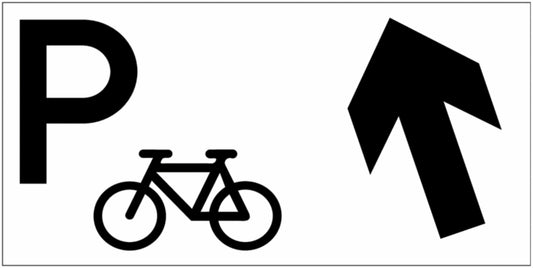 GLOBAL CARTELLO SEGNALETICO UNI - Parcheggio biciclette con freccia personalizzabile - Adesivo Extra Resistente, Pannello in Forex, Pannello In Alluminio