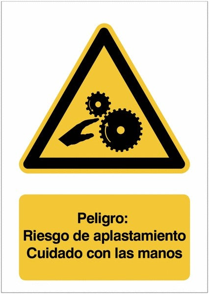 GLOBAL CARTELLO SEGNALETICO - Peligro Riesgo de aplastamiento - Adesivo Extra Resistente, Pannello in Forex, Pannello In Alluminio
