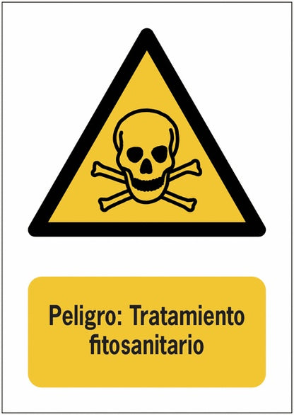 GLOBAL CARTELLO SEGNALETICO - Peligro Tratamiento fitosanitario - Adesivo Extra Resistente, Pannello in Forex, Pannello In Alluminio