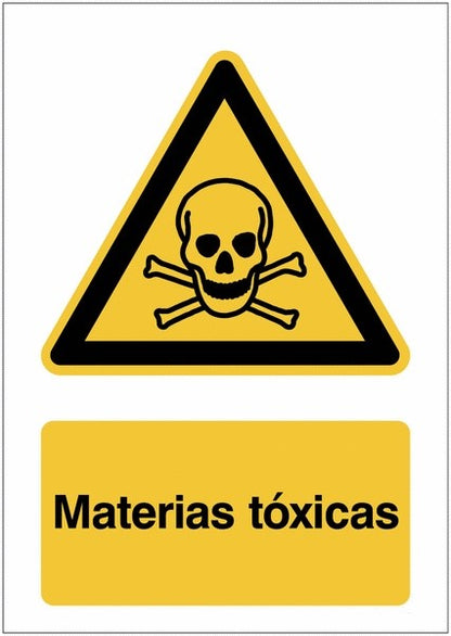 GLOBAL CARTELLO SEGNALETICO - Peligro materiales tóxicos - Adesivo Extra Resistente, Pannello in Forex, Pannello In Alluminio