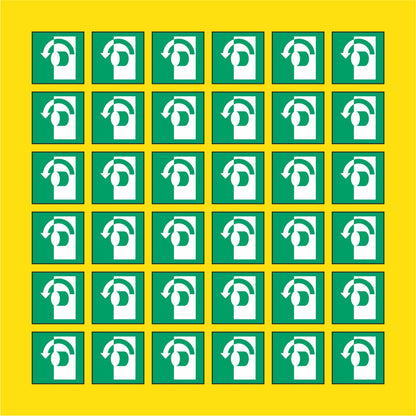 PACCO DA 6 KIT DI 6 ADESIVI QUADRATI - Per aprire girare in senso antiorario - Pittogramma ISO 7010 Con Stampa Diretta U.V.
