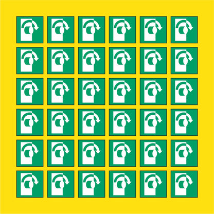 PACCO DA 6 KIT DI 6 ADESIVI QUADRATI - Per aprire girare in senso orario - Pittogramma ISO 7010 Con Stampa Diretta U.V.
