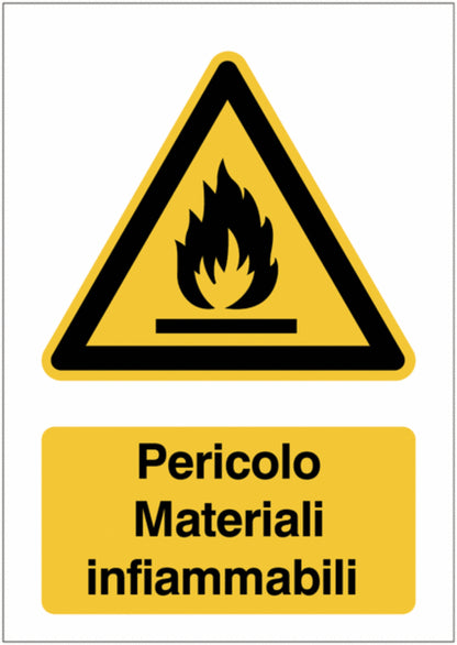 GLOBAL CARTELLO SEGNALETICO - Pericolo Materiali infiammabili - Adesivo Extra Resistente, Pannello in Forex, Pannello In Alluminio