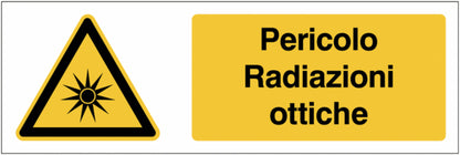 GLOBAL CARTELLO SEGNALETICO UNI - Pericolo Radiazioni ottiche - Adesivo Extra Resistente, Pannello in Forex, Pannello In Alluminio