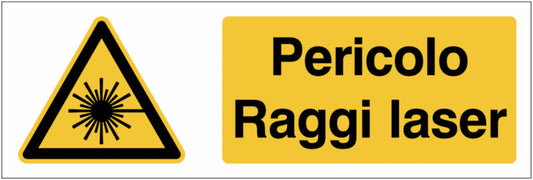 GLOBAL CARTELLO SEGNALETICO UNI - Pericolo Raggi laser - Adesivo Extra Resistente, Pannello in Forex, Pannello In Alluminio