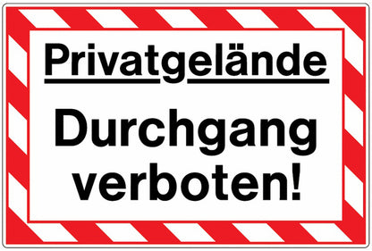 GLOBAL CARTELLO SEGNALETICO - Privatgelände - Durchgang verboten -  Adesivo Extra Resistente, Pannello in Forex, Pannello In Alluminio