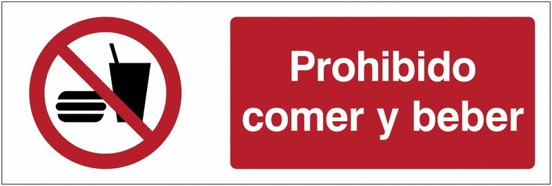 GLOBAL CARTELLO SEGNALETICO UNI - Prohibido comer o beber - Adesivo Extra Resistente, Pannello in Forex, Pannello In Alluminio