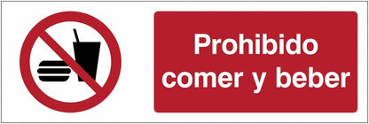 GLOBAL CARTELLO SEGNALETICO UNI - Prohibido comer o beber - Adesivo Extra Resistente, Pannello in Forex, Pannello In Alluminio