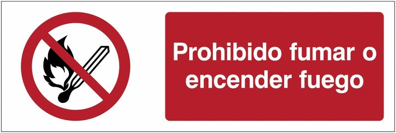 GLOBAL CARTELLO SEGNALETICO UNI - Prohibido fumar o encender fuego - Adesivo Extra Resistente, Pannello in Forex, Pannello In Alluminio