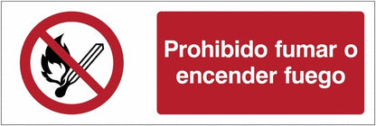 GLOBAL CARTELLO SEGNALETICO UNI - Prohibido fumar o encender fuego - Adesivo Extra Resistente, Pannello in Forex, Pannello In Alluminio
