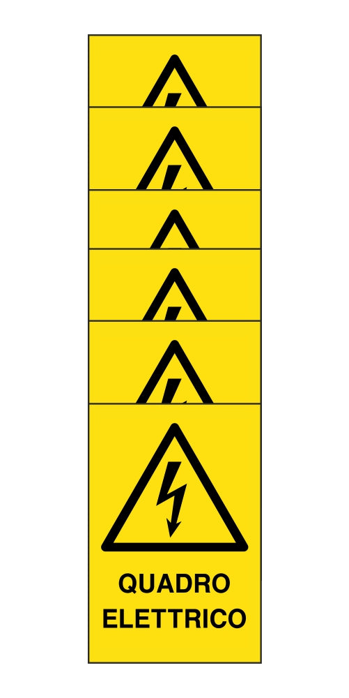 KIT DI 6 ADESIVI RETTANGOLARI - QUADRO ELETTRICO - Pittogramma ISO 7010 Con Stampa Diretta U.V. (IDEALE ANCHE PER ESTERNO)