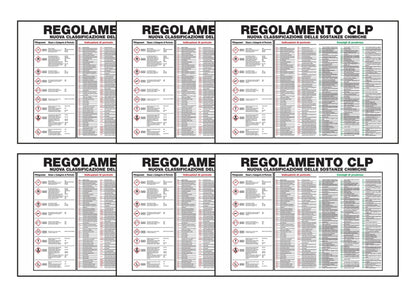 KIT DI 6 ADESIVI RETTANGOLARI - REGOLAMENTO CLP NUOVA CLASSIFICAZIONE DELLE SOSTANZE - Pittogramma ISO 7010 Con Stampa Diretta U.V. (IDEALE ANCHE PER ESTERNO)