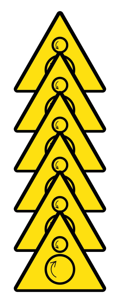 GLOBAL KIT DI 6 ADESIVI TRIANGOLARI - RULLI ROTANTI PERICOLO DI TRASCINAMENTO - Pittogramma ISO 7010 Con Stampa Diretta U.V. (IDEALE ANCHE PER ESTERNO)