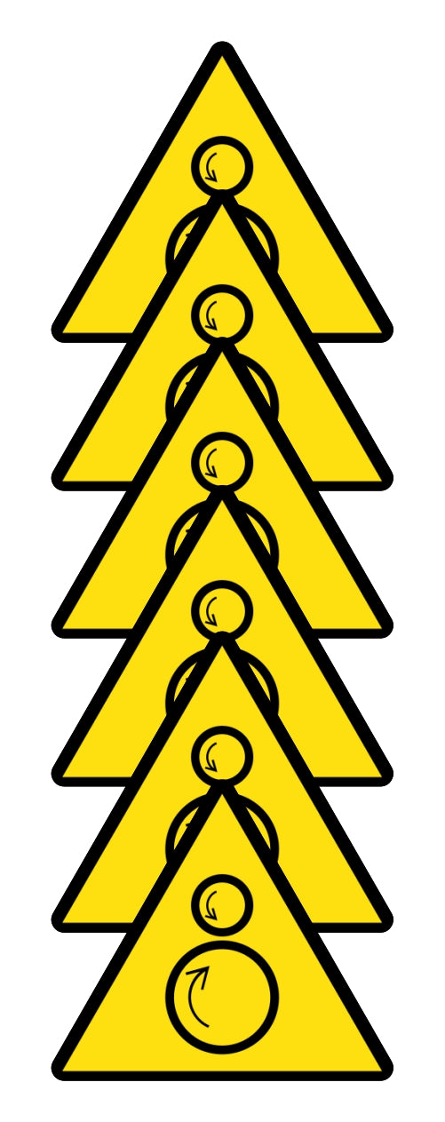 GLOBAL KIT DI 6 ADESIVI TRIANGOLARI - RULLI ROTANTI PERICOLO DI TRASCINAMENTO - Pittogramma ISO 7010 Con Stampa Diretta U.V. (IDEALE ANCHE PER ESTERNO)