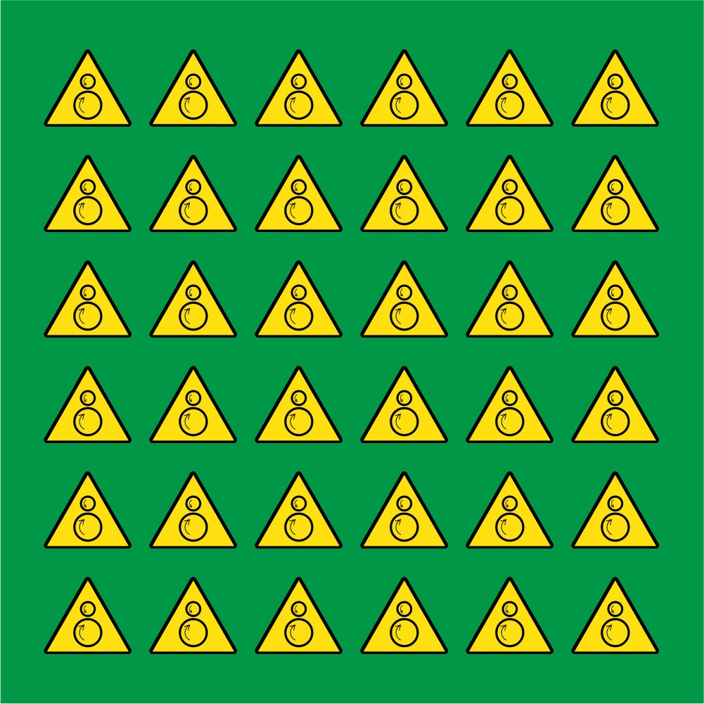 PACCO DA 6 KIT DI 6 ADESIVI TRIANGOLARI - RULLI ROTANTI PERICOLO DI TRASCINAMENTO - Pittogramma ISO 7010 Con Stampa Diretta U.V.