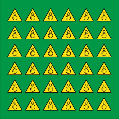 PACCO DA 6 KIT DI 6 ADESIVI TRIANGOLARI - RULLI ROTANTI PERICOLO DI TRASCINAMENTO - Pittogramma ISO 7010 Con Stampa Diretta U.V.