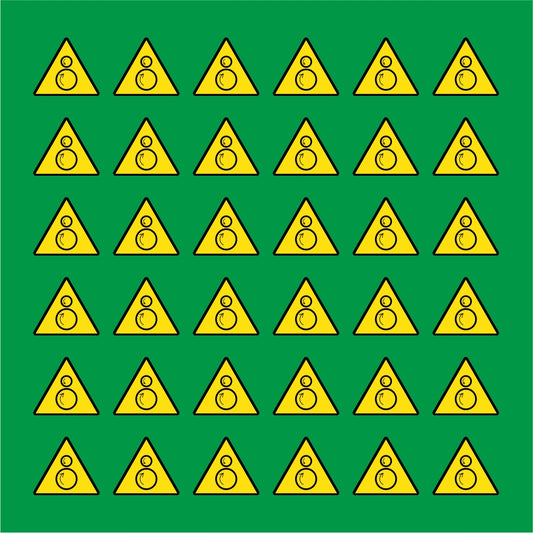 PACCO DA 6 KIT DI 6 ADESIVI TRIANGOLARI - RULLI ROTANTI PERICOLO DI TRASCINAMENTO - Pittogramma ISO 7010 Con Stampa Diretta U.V.