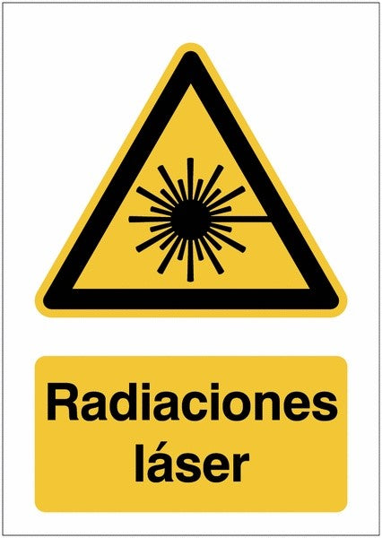 GLOBAL CARTELLO SEGNALETICO - Radiciones láser - Adesivo Extra Resistente, Pannello in Forex, Pannello In Alluminio