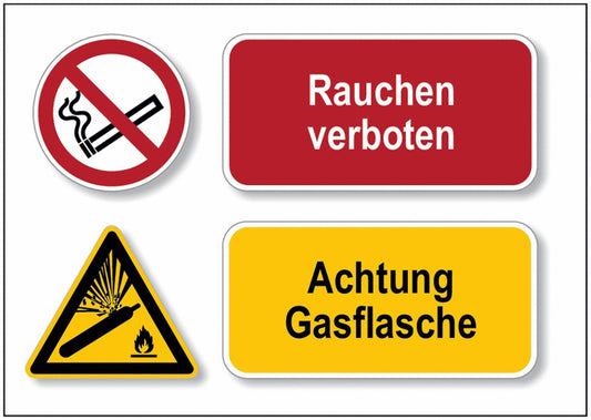 GLOBAL CARTELLO SEGNALETICO - Rauchen verboten Achtung Gasflasche -  Adesivo Extra Resistente, Pannello in Forex, Pannello In Alluminio