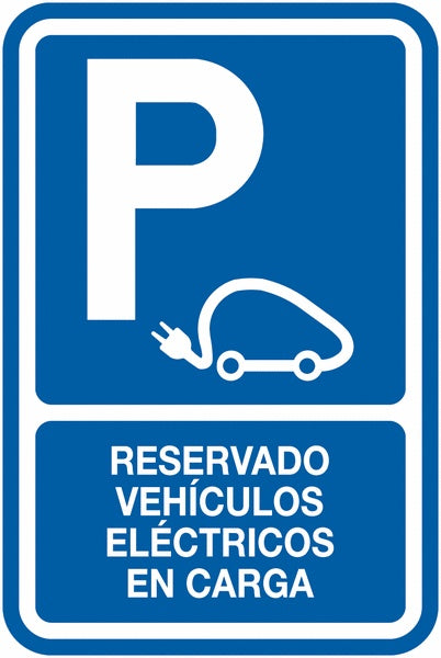 GLOBAL CARTELLO SEGNALETICO - Reservado vehículos eléctricos en carga - Adesivo Extra Resistente, Pannello in Forex, Pannello In Alluminio