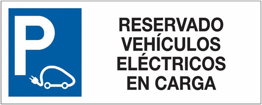 GLOBAL CARTELLO SEGNALETICO UNI - Reservado vehículos eléctricos en carga - Adesivo Extra Resistente, Pannello in Forex, Pannello In Alluminio