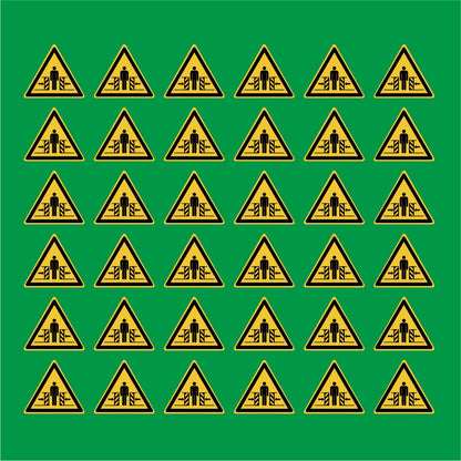 PACCO DA 6 KIT DI 6 ADESIVI TRIANGOLARI - SCHIACCIAMENTO - Pittogramma ISO 7010 Con Stampa Diretta U.V.