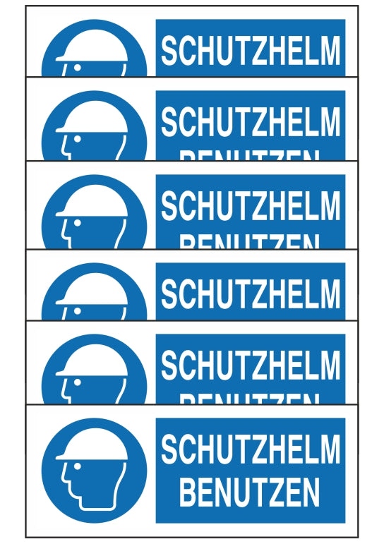 GLOBAL KIT DI 6 ADESIVI UNI - SCHUTZHELM BENUTZEN - Pittogramma ISO 7010 Con Stampa Diretta U.V. (IDEALE ANCHE PER ESTERNO)