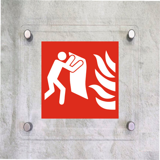 Global Targa Cartello in plexiglass Quadrato -   COPERTA ANTIFIAMMA - Con Distanziali in acciaio inox, Stampa UV