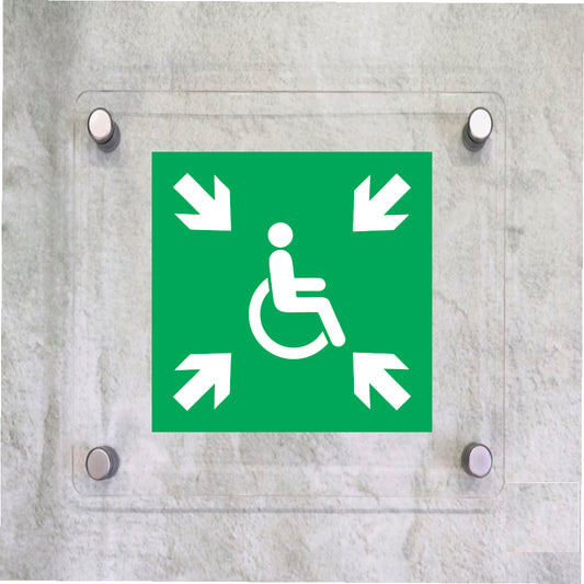 Global Targa Cartello in plexiglass Quadrato - SPAZIO CALMO - Con Distanziali in acciaio inox, Stampa UV