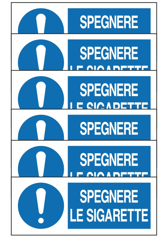 GLOBAL KIT DI 6 ADESIVI UNI - SPEGNERE LE SIGARETTE - Pittogramma ISO 7010 Con Stampa Diretta U.V. (IDEALE ANCHE PER ESTERNO)