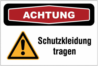 GLOBAL CARTELLO SEGNALETICO - Schutzkleidung tragen -  Adesivo Extra Resistente, Pannello in Forex, Pannello In Alluminio