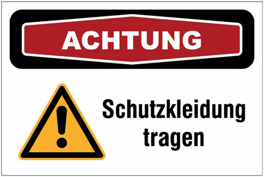 GLOBAL CARTELLO SEGNALETICO - Schutzkleidung tragen -  Adesivo Extra Resistente, Pannello in Forex, Pannello In Alluminio
