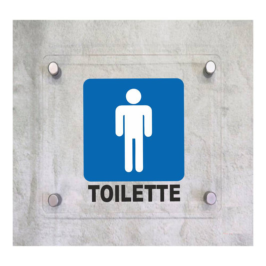 Global Targa Cartello in plexiglass Quadrato - TOILETTE UOMO - Con Distanziali in acciaio inox, Stampa UV