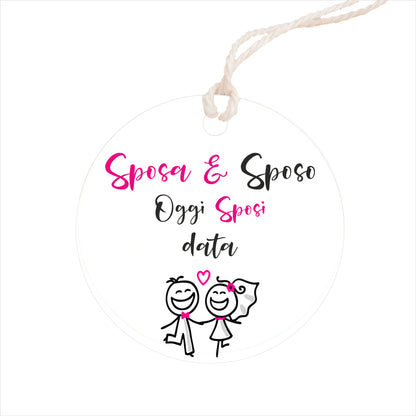GLOBAL Bigliettini Bomboniera per Matrimonio Personalizzato - OGGI SPOSI MOD 3 - Bigliettini Bomboniera con piega, Bigliettini Bomboniera tondo, Personalizzati con Nome e Data, MADE IN ITALY