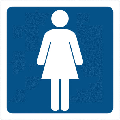 GLOBAL CARTELLO SEGNALETICO QUADRATO - Toilette donne sfondo blu - Adesivo Extra Resistente, Pannello in Forex, Pannello In Alluminio