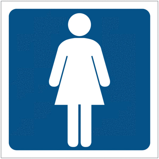 GLOBAL CARTELLO SEGNALETICO QUADRATO - Toilette donne sfondo blu - Adesivo Extra Resistente, Pannello in Forex, Pannello In Alluminio