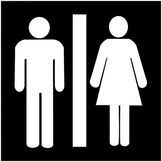 GLOBAL CARTELLO SEGNALETICO QUADRATO - Toilette uomini e donne con colore sfondo personalizzabile - Adesivo Extra Resistente, Pannello in Forex, Pannello In Alluminio