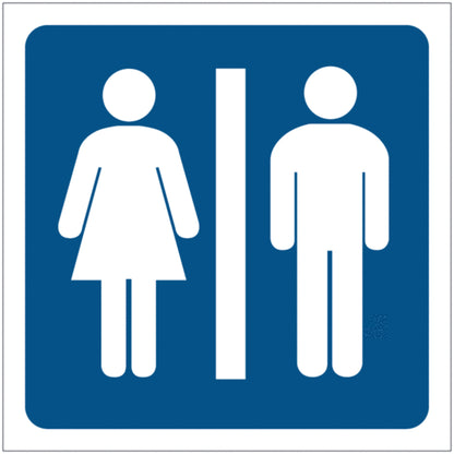 GLOBAL CARTELLO SEGNALETICO QUADRATO - Toilette uomini e donne sfondo blu - Adesivo Extra Resistente, Pannello in Forex, Pannello In Alluminio