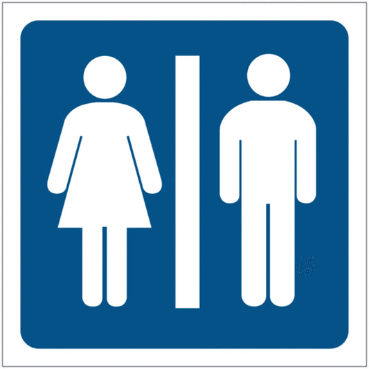 GLOBAL CARTELLO SEGNALETICO QUADRATO - Toilette uomini e donne sfondo blu - Adesivo Extra Resistente, Pannello in Forex, Pannello In Alluminio