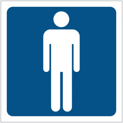GLOBAL CARTELLO SEGNALETICO QUADRATO - Toilette uomini sfondo blu - Adesivo Extra Resistente, Pannello in Forex, Pannello In Alluminio