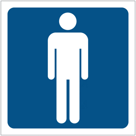 GLOBAL CARTELLO SEGNALETICO QUADRATO - Toilette uomini sfondo blu - Adesivo Extra Resistente, Pannello in Forex, Pannello In Alluminio